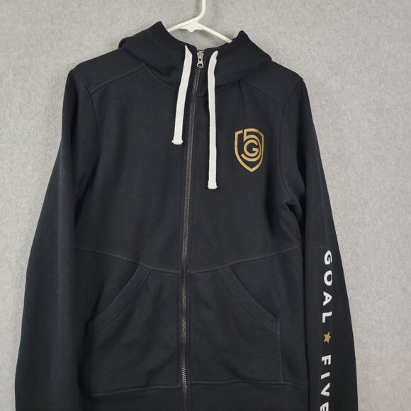 Goal Five Canada Soccer Black LS Zip Up Hoodie Sweatshirt Women's Large Pockets - Picture 2 of 13